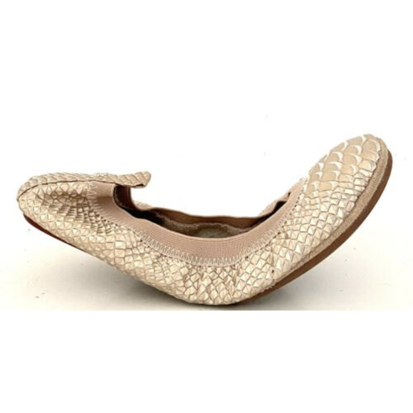 SOLD Yosi Samra Sammie Gold Metallic Python Snake Ballet Flats Size 9 - Picture 5 of 10